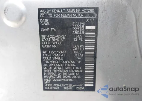 2018 Nissan Rogue S из США, поврежденный, VIN KNMAT2MV3JP500384